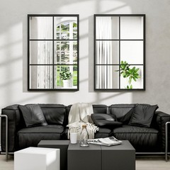 Rectangle Wall Mirror, Window Mirror Wall Mounted, 24x36in Window Pane Mirror…