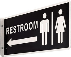 Double Sided Metal Restroom Sign, Aluminum Bathroom Sign for Home and Office, 12