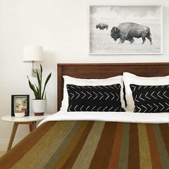 TOFFEE STRIPED ALPACA WOOL BLANKET – 95×69 in | GOLD BROWN RUST GREY | QUEEN
