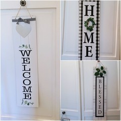 3 Welcome Home Hanging Vertical Rustic Sign Door Farm Cottage 2ft × 6in Set Lot