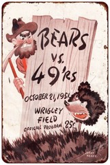 1951 Chicago Bears vs 49ers program Vintage LOOK Reproduction Metal Sign 8 x 12