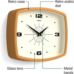 Movie Wall Clock | Rectangular Retro Clock | 10 inch | Mustard Yellow | Cool mid