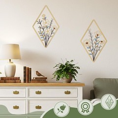 2 Pcs Metal Wall Art, Metal Flower Wall Decor, Modern Floral Art for Living R…