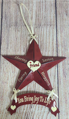 Unbranded Star Wall-Hanging Decor Friend You Bring Joy To Life Red White 6.5″