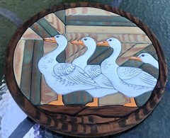 Vtg 3D Geese In A Row Custom Made Wood Wall Art- Cottage Farm House Decor
