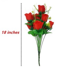 12 Red Rose Buds, Artificial Silk Flowers, Wedding Bouquets, Home, Faux Roses