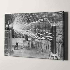 Nikola Tesla Reading With Electric Generator 1900s Canvas Print Wall Art