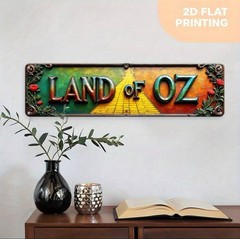 New 16 x 4 LAND OF OZ Metal Sign WIZARD OF OZ Yellow Brick Road TIN Wall Hanging