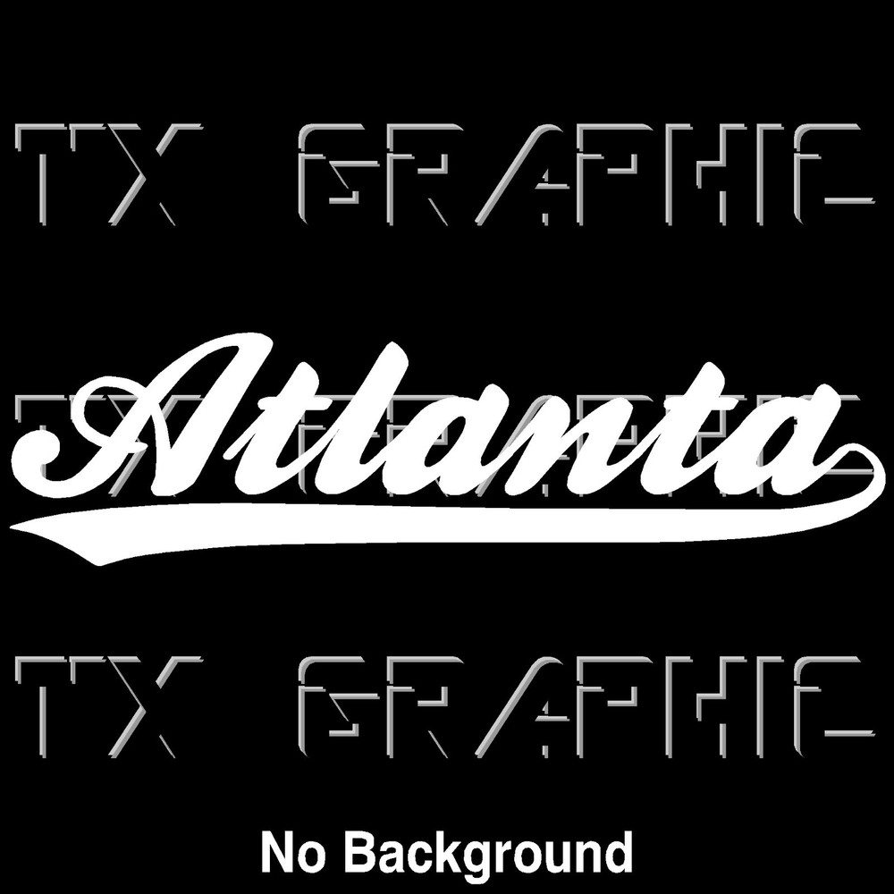 Atlanta Decal Sticker Baseball Script with Tail Braves Georgia State