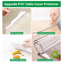 Linkgro Crystal Clear Plastic Table Protector Cover Mat Vinyl Pvc Tablecloth