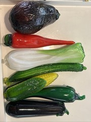 Vtg Murano Style Italian Hand Blown Art Glass Vegetables Lot Of 7 Pristine