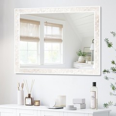 White Shell Framed Rectangular Mirrors for Bathroom, 30×40 Inch Mirrors with …