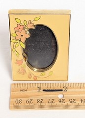 Vtg Hallmark Miniature Brass Enamel Picture Frame Ivory Pink Floral 1981