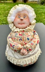 VTG Granny Patch Weighted Doorstop Handmade Doll Grannycore County Farm Cottage