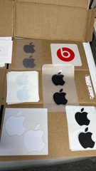Lot of 48 Apple Logo Sticker Sheets White, Silver & Black – See Pictures