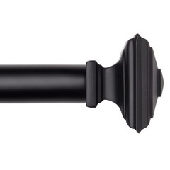 Black Curtain Rod-EUPLAR 1 Inch Long Curtain Rod with Decorative Square Finia…