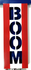BOOM Fireworks Sign 17 in x 5.25 in x .75 in Patriotic Metal NWT