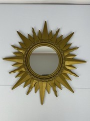 Two’s Company Gold Sun Burst Wall Mirror 16″ Across VGUC