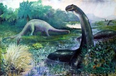 Charles R Knight Brontosaurus : Dinosaur : Natural History : Art Print 1897