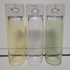 3 KROSNO CYLINDER VASES THICK BOTTOMS WITH BUBBLE YELLOW CLEAR GREEN 8 INCHES