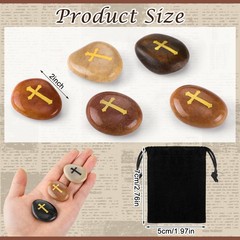 Nuanchu 72 Set Cross Engraved Stones Bulk Velvet Bags Prayer Faith Rocks