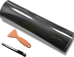 DIYAH 6D High Gloss Black Carbon Fiber Vinyl 12″ x 60″ / 1 FT x 5 FT Bubble F…