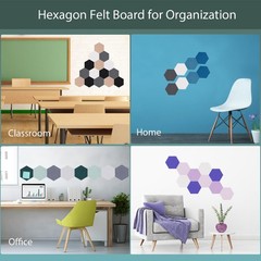 8 PCS Set C Hexagon Felt Bulletin Cork Board Wall Tiles Removable Adhesive Pads