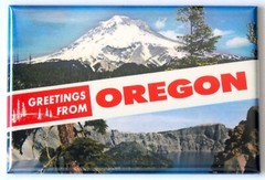 Greetings from Oregon FRIDGE MAGNET travel souvenir «style E»