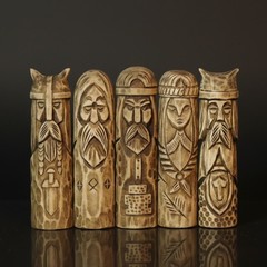 Handcrafted Norse Wooden Figurines Viking Altar Decor Pagan Gift, Odin and other