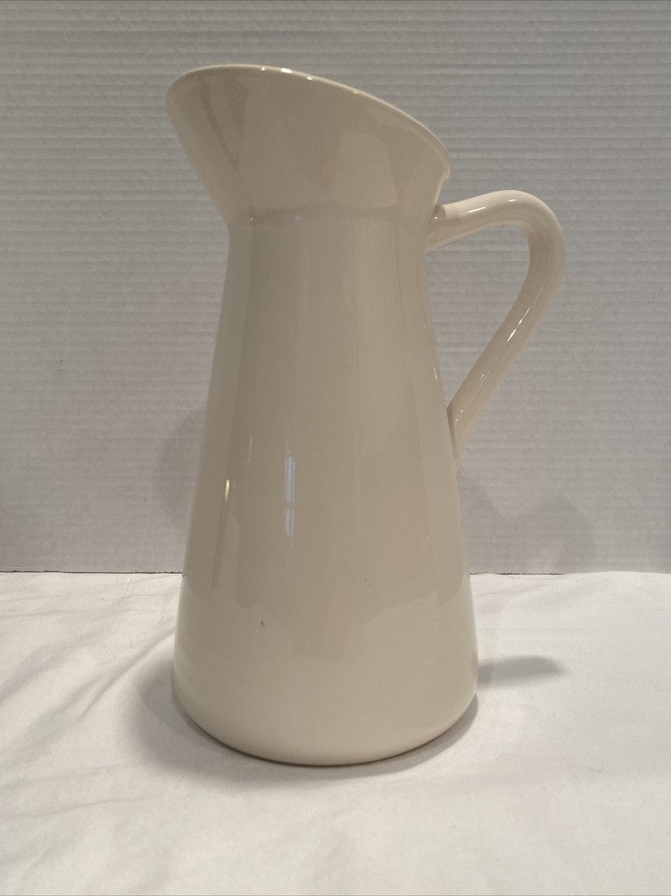Elegant Expressions by Hosley White Glazed Decorative Ceramic Pitcher Vase 10″