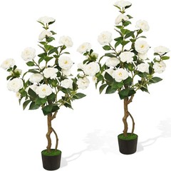Artificial Camellia Tree 2 Pack, 42» Faux Camellia Plant in Pot with 24