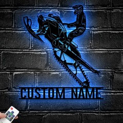 Personalized Snowmobile Metal Sign With LED, Custom Ski-Doo Name Decor