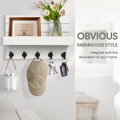 HONJIN Key Holder for Wall: Easy Installation 10 x 3.3 x 7.3 inches, White