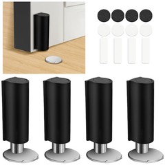 4 Pcs Magnetic Door Stopper Black Stainless Steel No Drilling Door Catch Holder