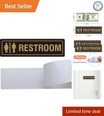 Durable 2-Pack Restroom Sign, 7’x2′ Self-Adhesive Aluminum for Easy Installation