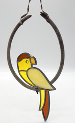 Vintage Gallery Art Glass Oakland CA Stained Glass Parrot Suncatcher Hanging Art