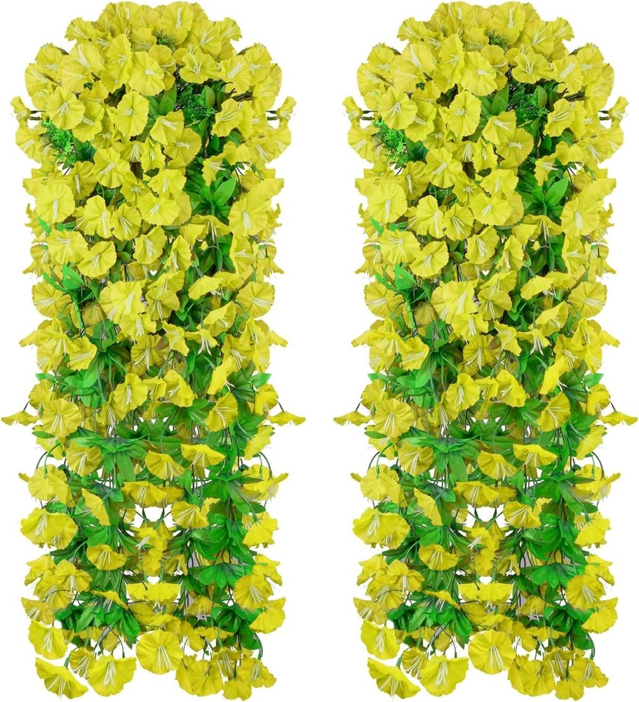 Easy-Care 2PCS Fake Yellow Morning Glory Vines – Perfect for Decorating Walls