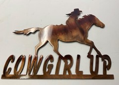 Cowgirl Up Western Metal Wall Art 12″ x 10″