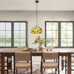 11.8 Inch Blue Sunflower Pattern Home Decoration Lamp, Tiffany Glass Pendant,New
