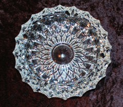 Cut Glass Round Vintage Ash Tray or Storage Dish 7” Across Great Sparkle C-6