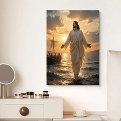 Jesus Christ Walking On Water Canvas Art Religious Wall Decor Custom Photo Gift