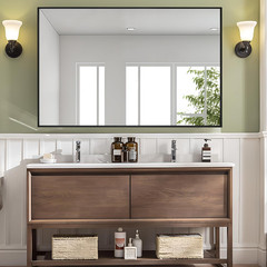 Rectangle Wall Mirror 30X48, Black Bathroom Mirror 30 X 48 Inch, Metal Framed Wa