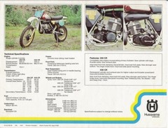 1981 Husqvarna 250CR 430CR Specs Motocross Motorcycle POSTER 24 X 36 INCH Sweet!