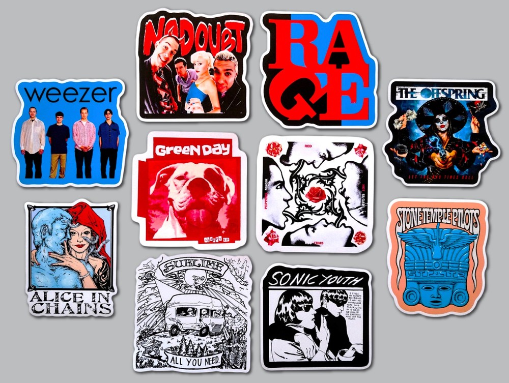 90’s Alternative Vinyl Lot Pack (10 Stickers) SET 9 alice in chains sonic youth