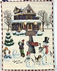 Tapestry Wallhanging “Front Yard Snowmen” 26×36 Manual Woodworkers Christmas
