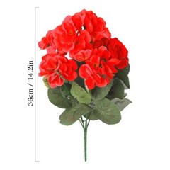 1-3X Artificial Geraniums UV Resistant Silk Flower Outdoor Garden Porch Vase Red