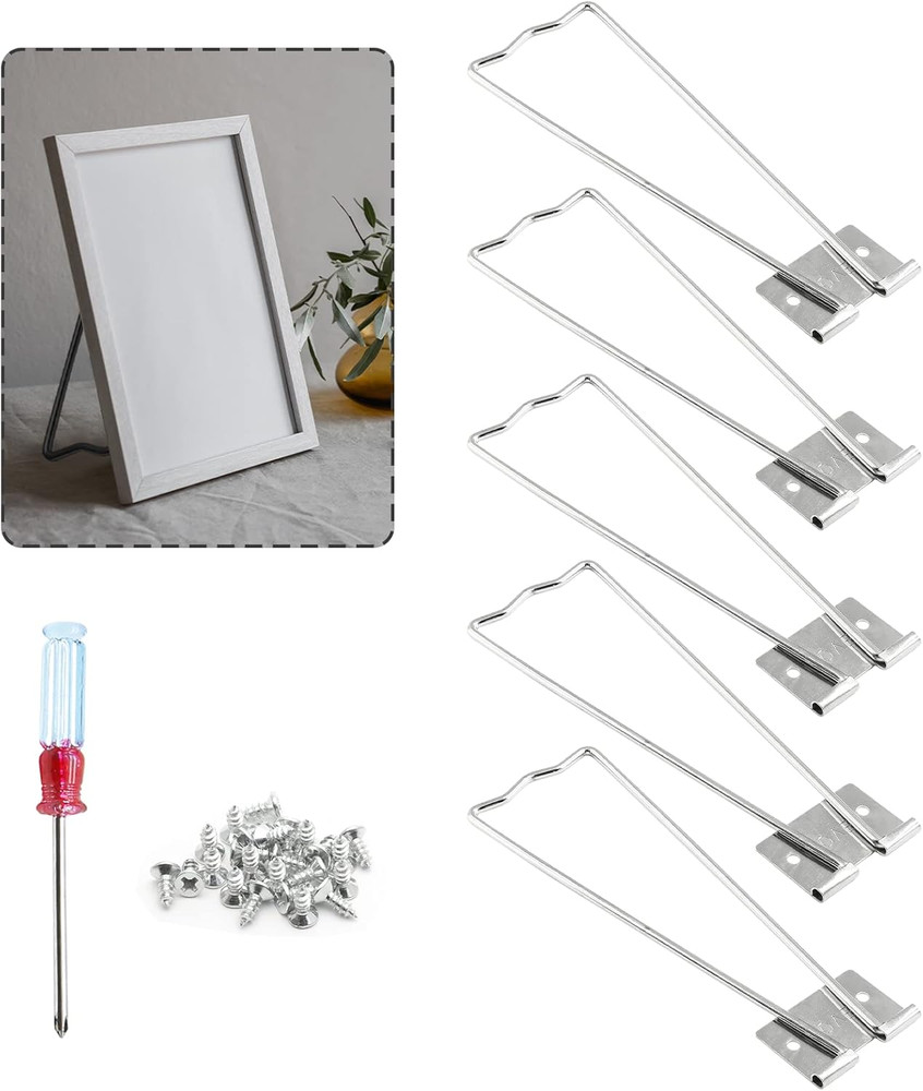 5 Pcs Easel Back, Back Photo Frame Easel Back Stand with Screws & Screwdriver (S