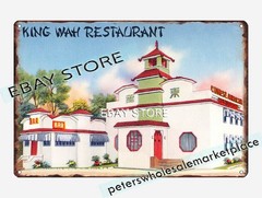 1930-45 King Wah Restaurant New York tin sign nostalgic s collectible