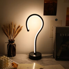 2PC Creative Question Mark Shape Table Lamp, USB Three-color Dimming Desktop Dec