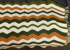 Handmade Chevron Zig Zag Crochet Shawl Afghan Throw 76” X 31” Warm Colors